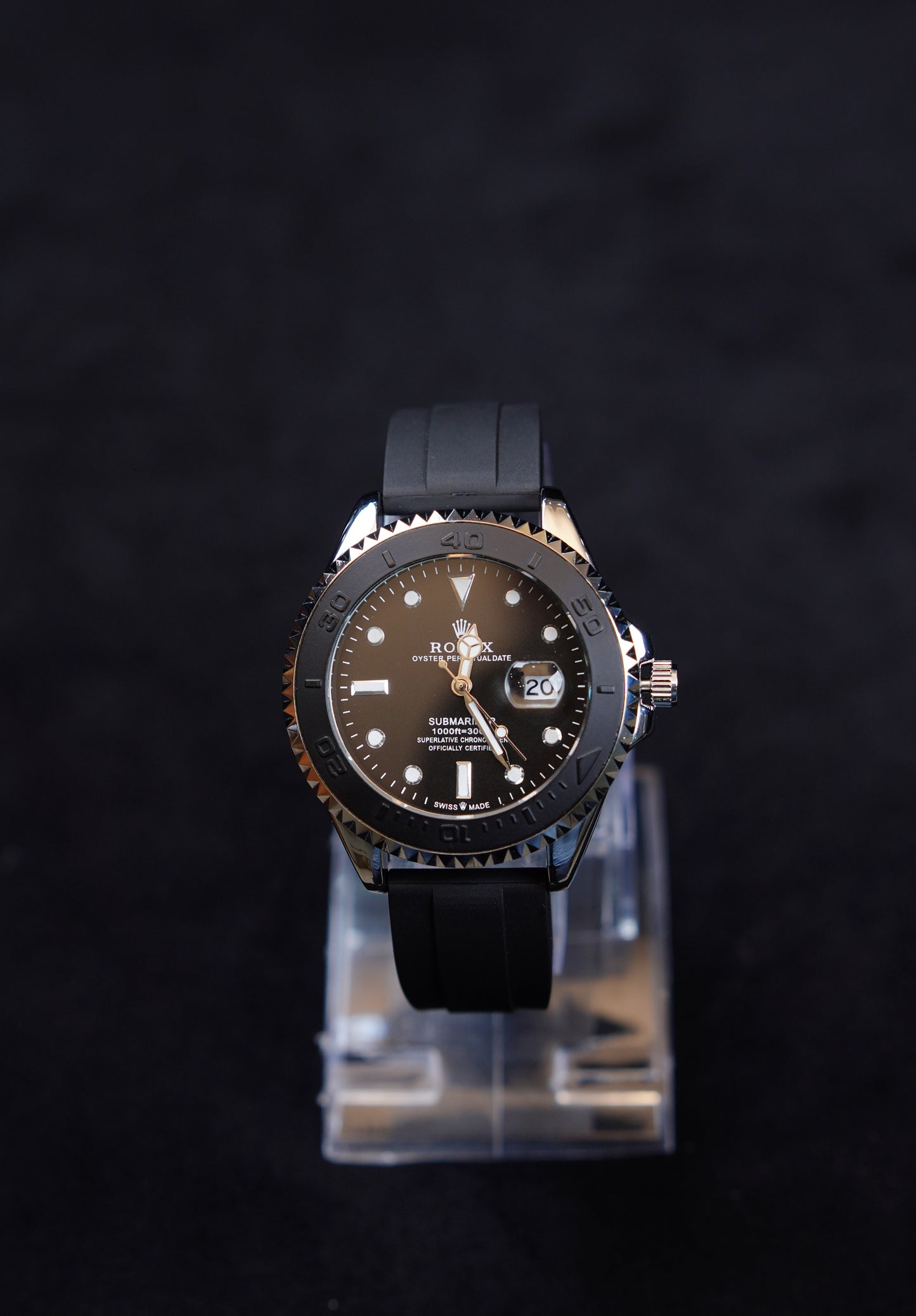 Rolex Silver Black Submariner Watch