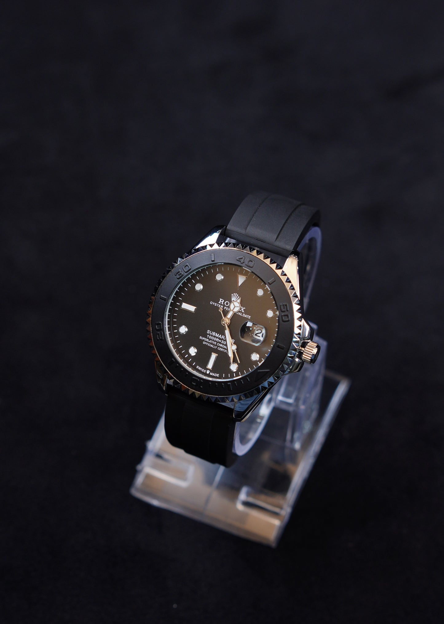 Rolex Silver Black Submariner Watch