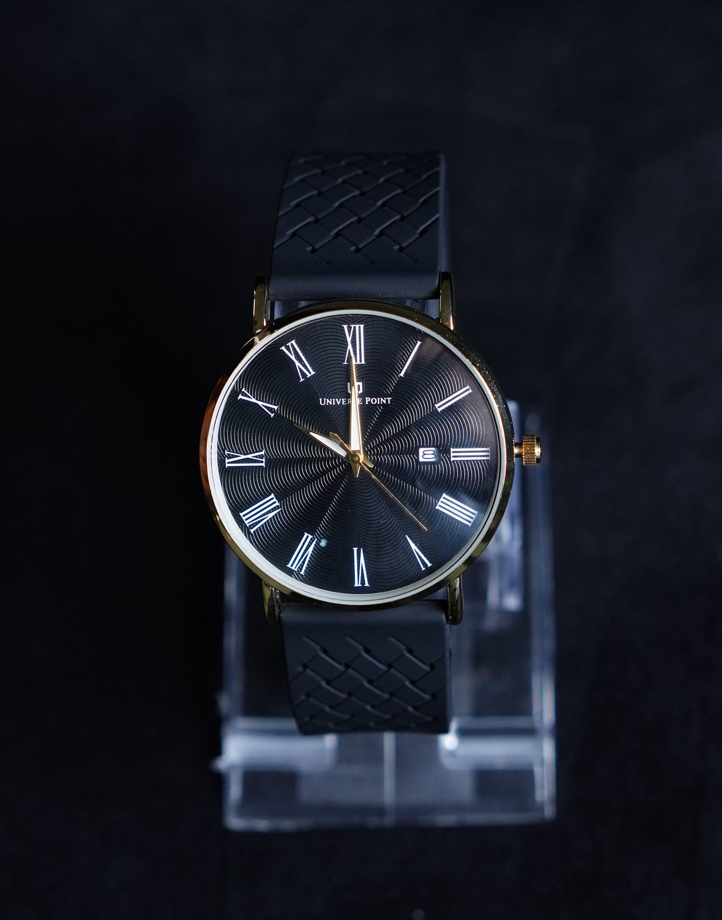 Universe Point Silicon Strap Magnetic Buckel Watch-Gold Dial With Black Strap