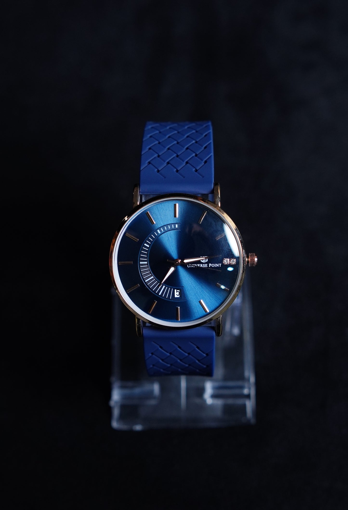 Universe Point Silicon Strap Magnetic Buckel Watch-Navy Blue Dial With Blue Strap