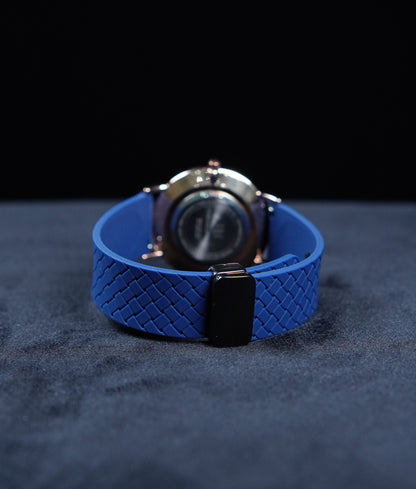 Universe Point Silicon Strap Magnetic Buckel Watch-Navy Blue Dial With Blue Strap