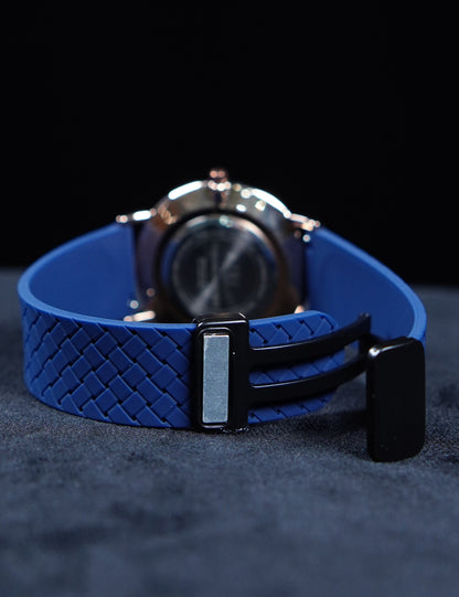 Universe Point Silicon Strap Magnetic Buckel Watch-Navy Blue Dial With Blue Strap