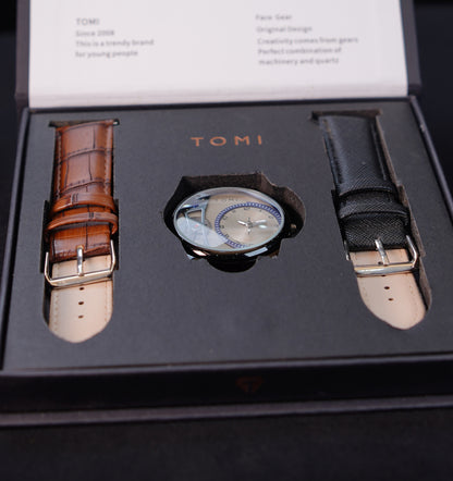 Tomi Face Gear Dual Strap Watch